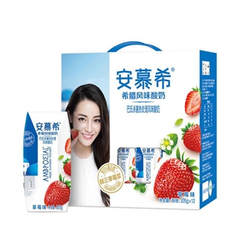 伊利 安慕希希臘風(fēng)味酸奶草莓味205g×12盒 整箱裝酸奶