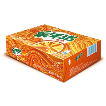 美年達(dá)橙味碳酸飲料330ml24聽 箱裝 罐裝果味汽水